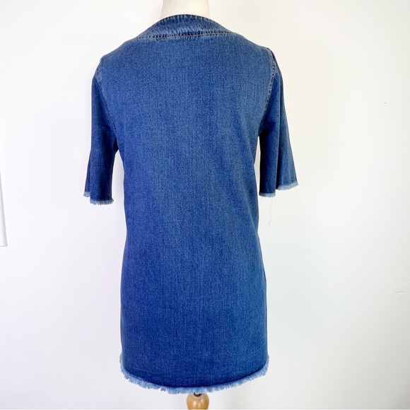 River Island Light Blue Denim V-neck Short Sleeve Tunic Top UK Size 8 - Picture 6 of 8